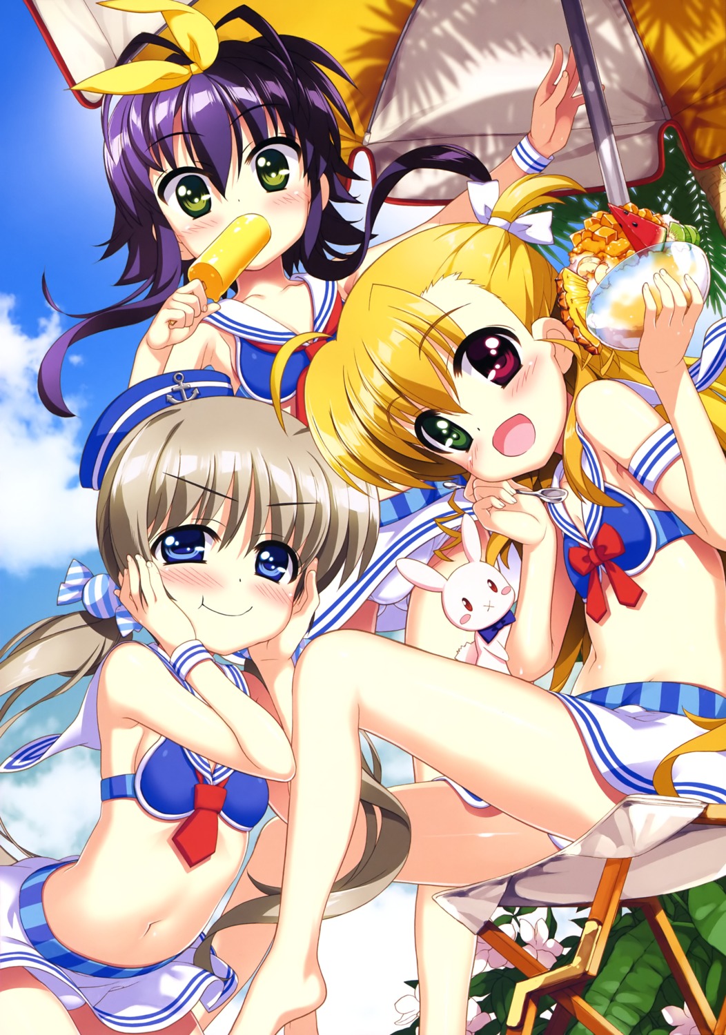 bikini corona_timir fujima_takuya heterochromia mahou_shoujo_lyrical_nanoha mahou_shoujo_lyrical_nanoha_vivid rio_wezley sacred_heart swimsuits vivio