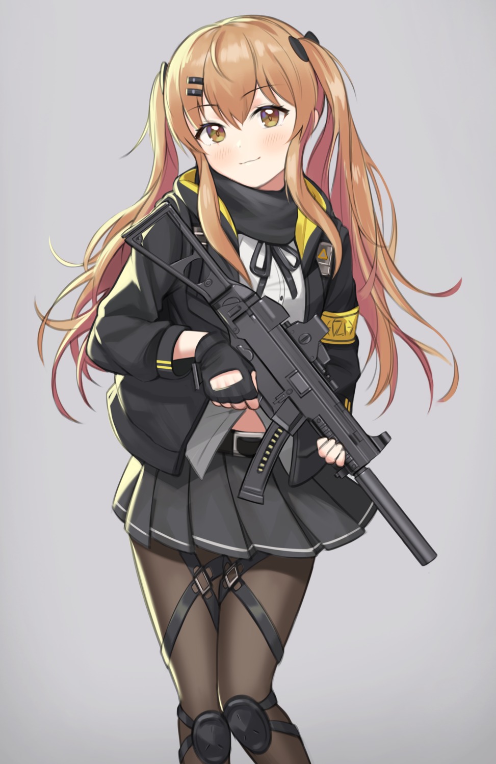 girls_frontline gun haeil2 pantyhose skirt_lift ump9_(girls_frontline)