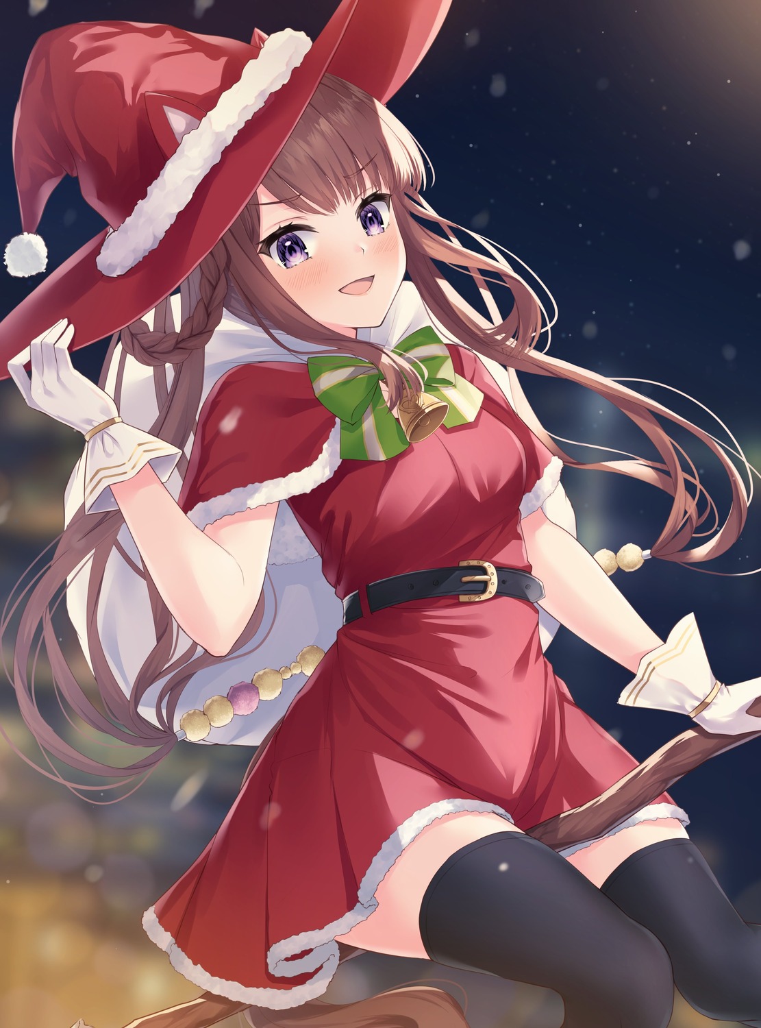 christmas dress primamiya sweep_tosho_(umamusume) thighhighs uma_musume_pretty_derby witch