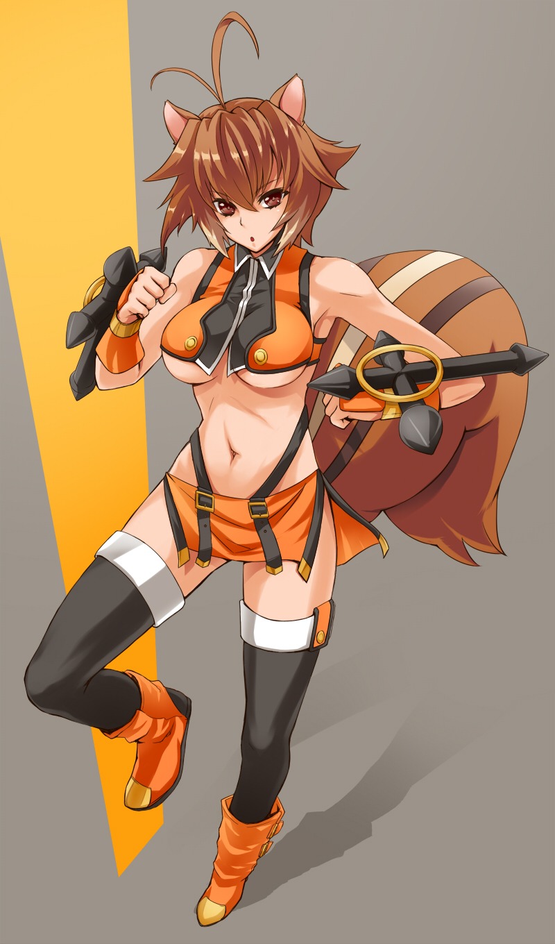 animal_ears blazblue makoto_nanaya prime thighhighs underboob