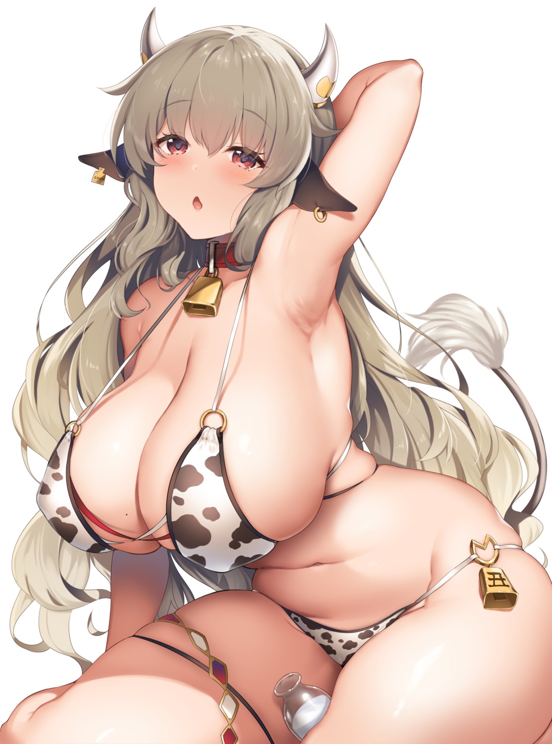 animal_ears bikini erect_nipples garter horns raiou swimsuits tail