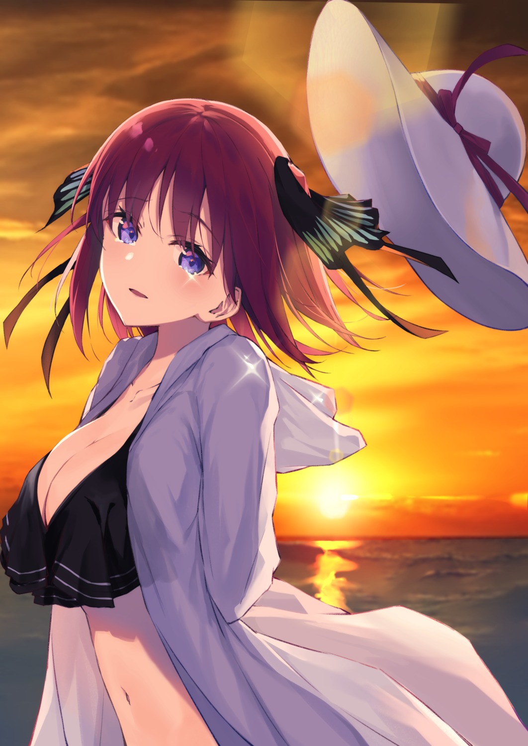 5-toubun_no_hanayome bikini_top cleavage dorosuke8913 nakano_nino open_shirt see_through swimsuits