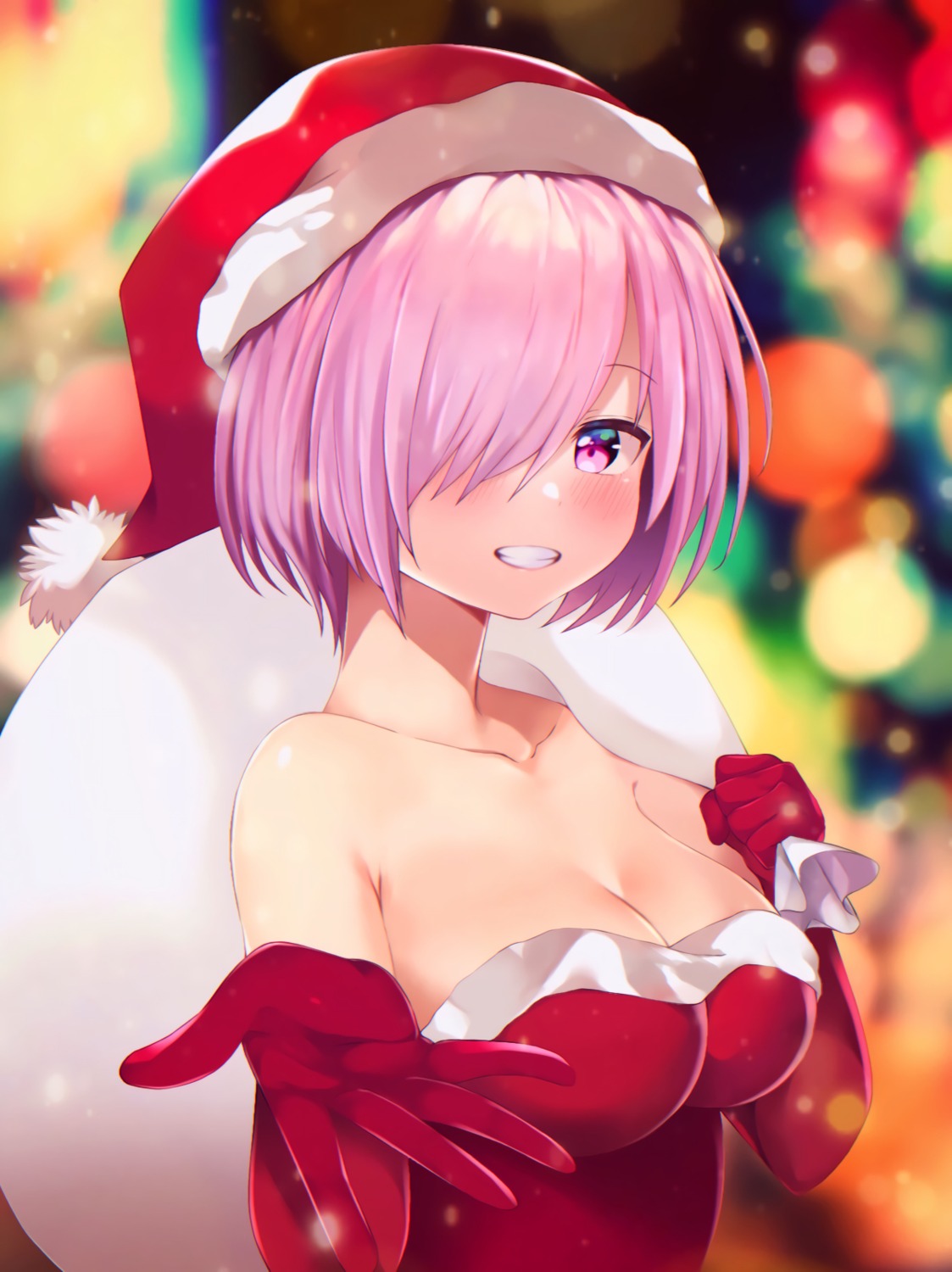 christmas cleavage fate/grand_order mash_kyrielight no_bra sabi1234