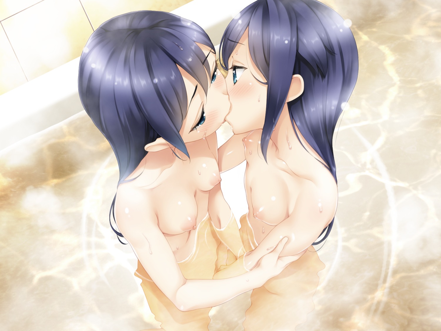 aida_takanobu bathing fingering game_cg kimishima_ai kimishima_aya naked nipples sono_hanabira_ni_kuchizuke_wo wet yuri