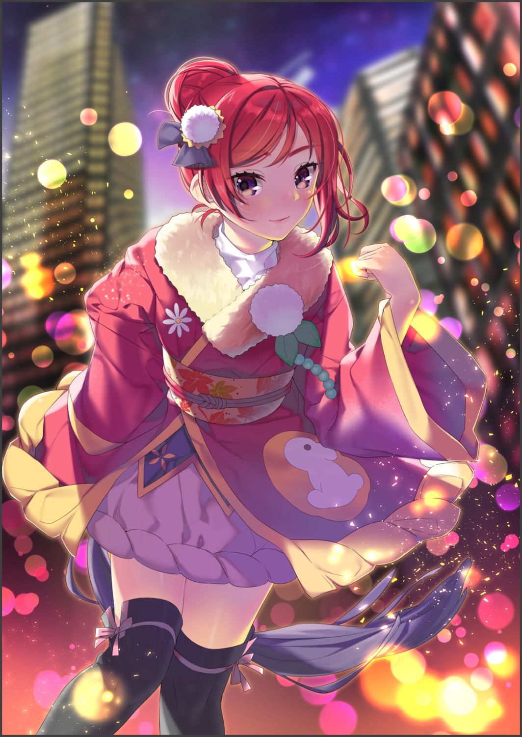 kimono love_live! nishikino_maki thighhighs yana_mori