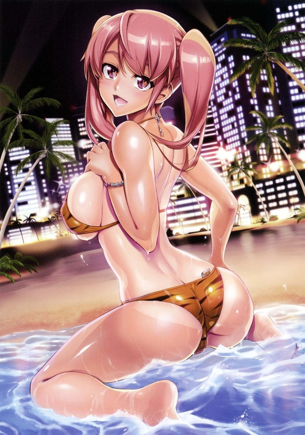 ass bikini breast_hold inazuma swimsuits tan_lines underboob wet