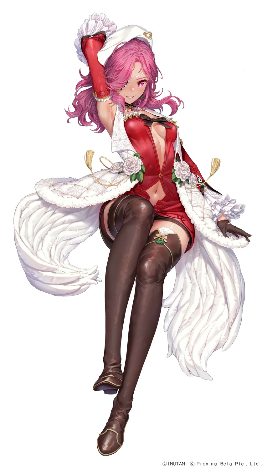 eyepatch no_bra oohhya open_shirt skirt_lift thighhighs wings