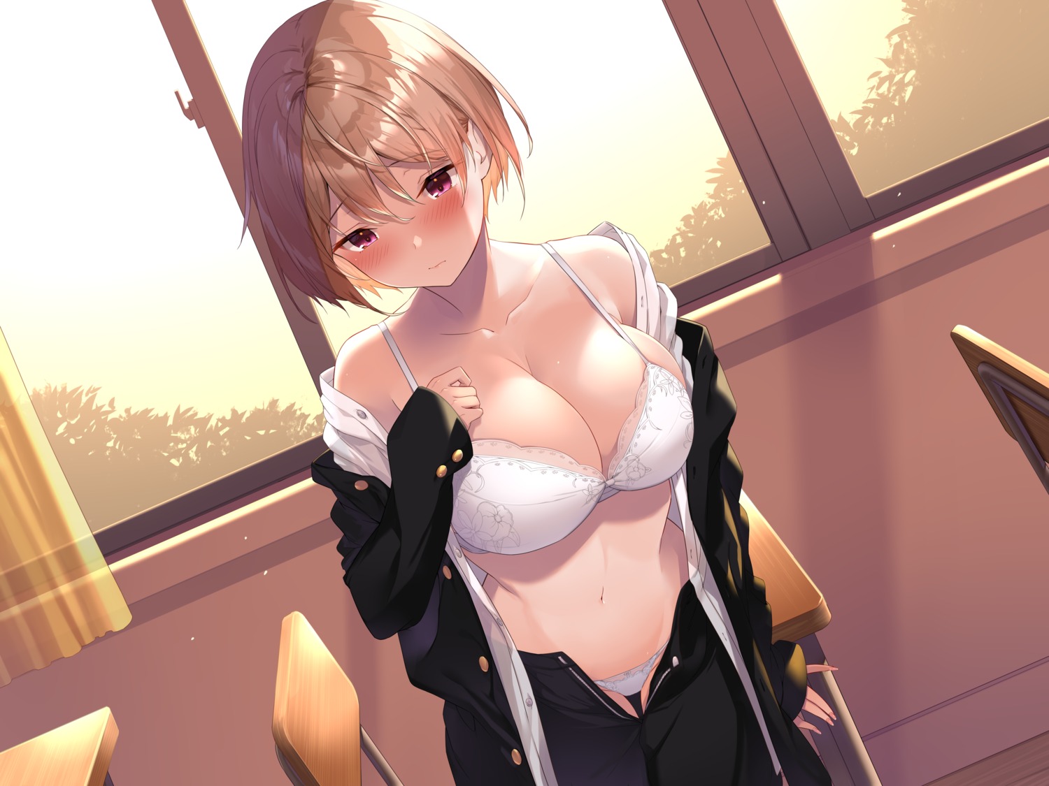 bra crossdress eel_mizue open_shirt pantsu seifuku