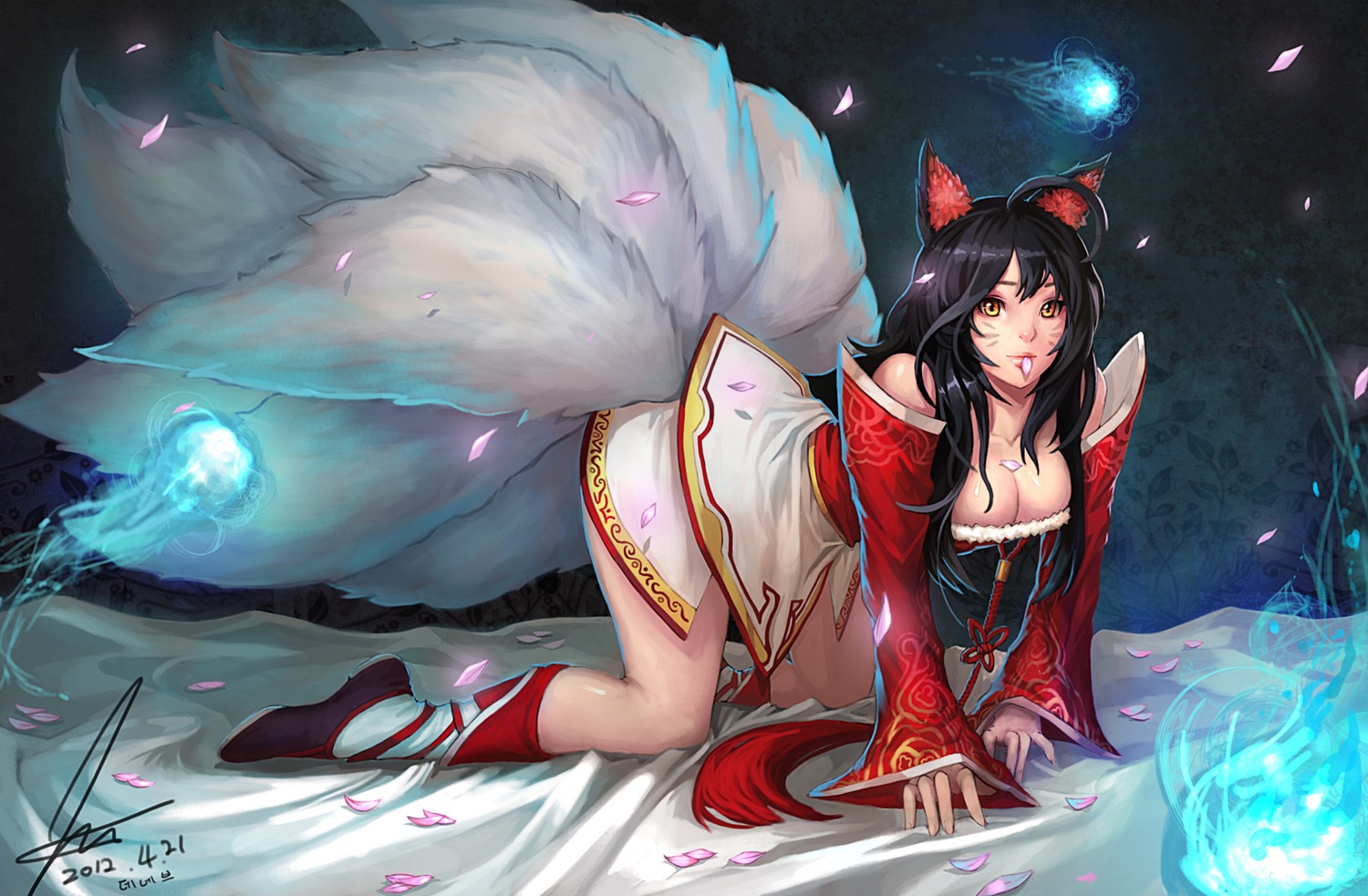 ahri animal_ears anti_(0324) cleavage kitsune league_of_legends tail