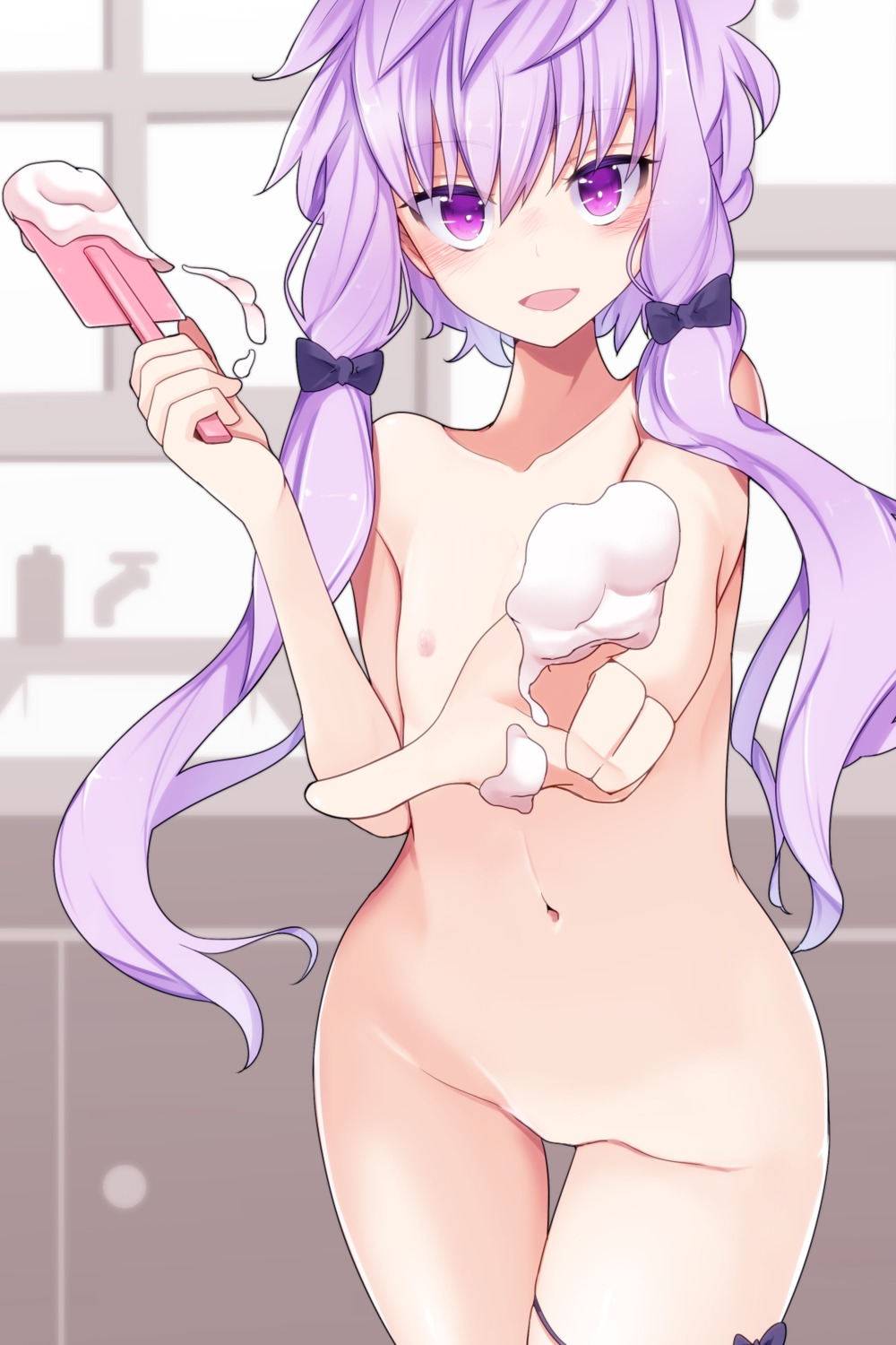 cream garter naked nipples pon_(shind_997) vocaloid yuzuki_yukari