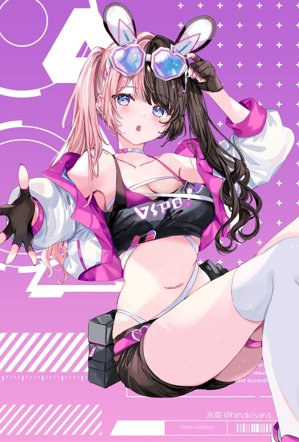 animal_ears bunny_ears garter hinahino iris_black_games megane tachibana_hinano thighhighs vspo!