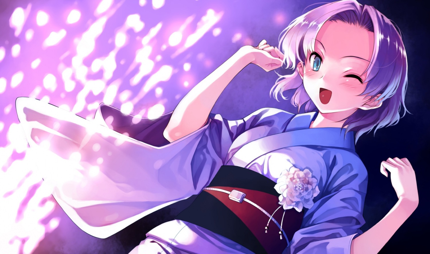 abhar deep_blue_sky_&_pure_white_wings game_cg hanami_mar'ya misaki_kurehito yukata