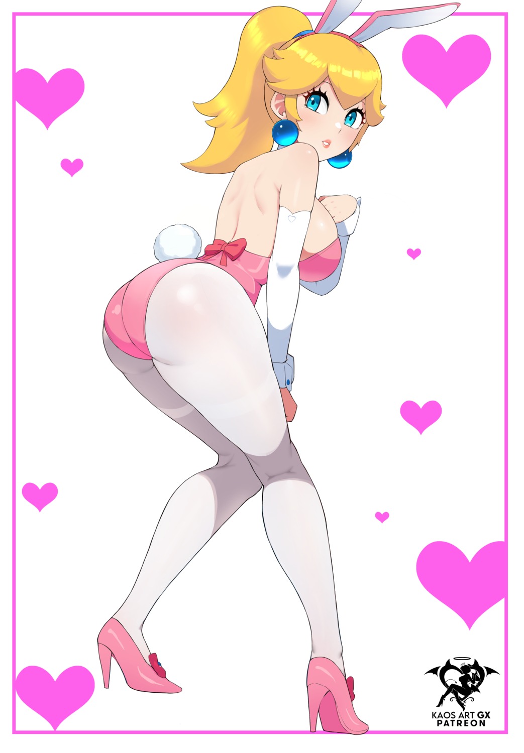 animal_ears ass bunny_ears bunny_girl heels kaos_art mario_(series) pantyhose princess_peach_toadstool tail