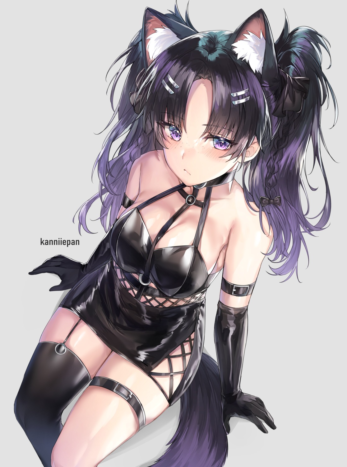 animal_ears garter kanniiepan nekomimi no_bra stockings tail thighhighs