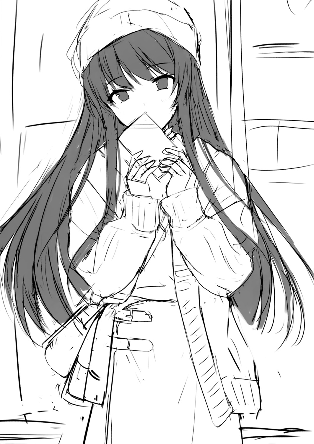 kagachi_saku mofumaruya monochrome sketch valentine