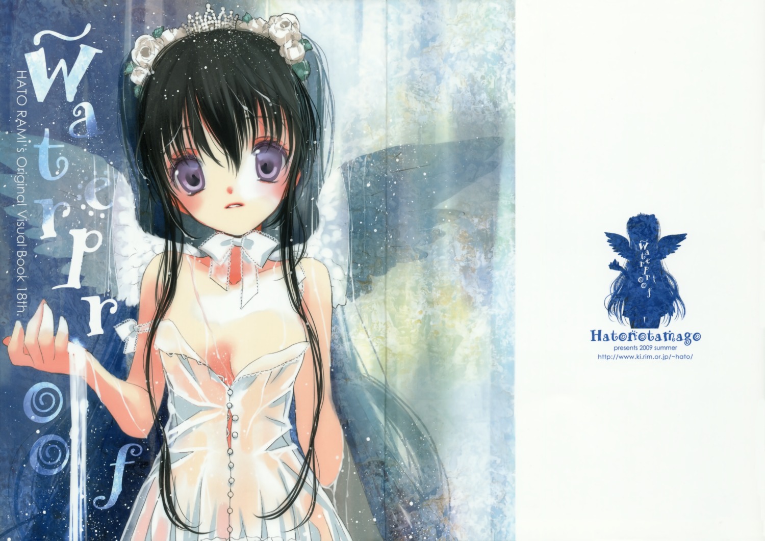 cleavage crease fixme hato_no_tamago rami see_through wet_clothes wings