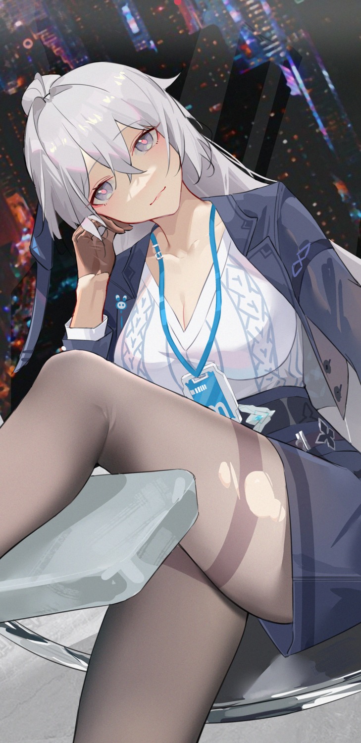 benghuai_xueyuan bronya_zaychik business_suit cleavage comet_(user_fjsa4577) honkai_impact pantyhose sweater torn_clothes