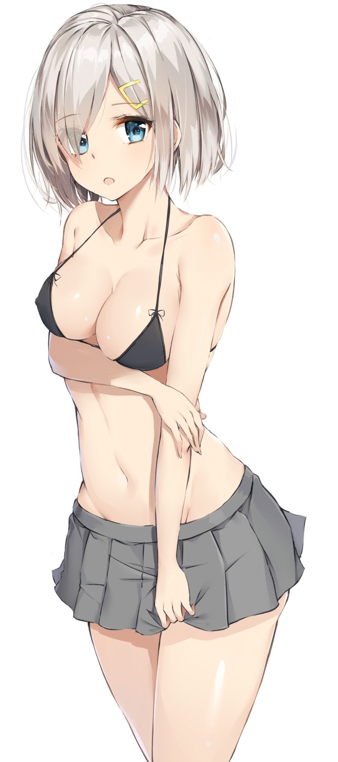 bikini_top breast_hold cleavage erect_nipples hamakaze_(kancolle) kantai_collection rikoma swimsuits