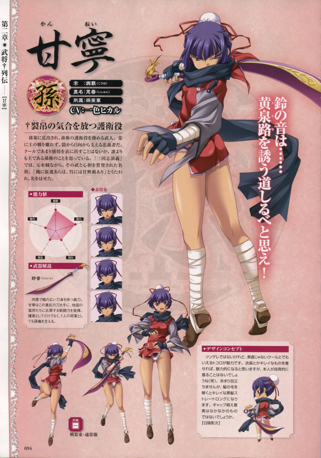 bandages baseson character_design chibi expression kannei koihime_musou pantsu profile_page sword