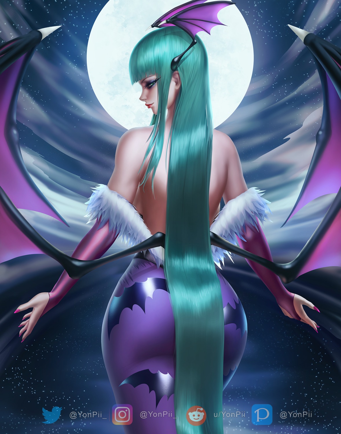 ass dark_stalkers leotard morrigan_aensland pantyhose wings yonpii