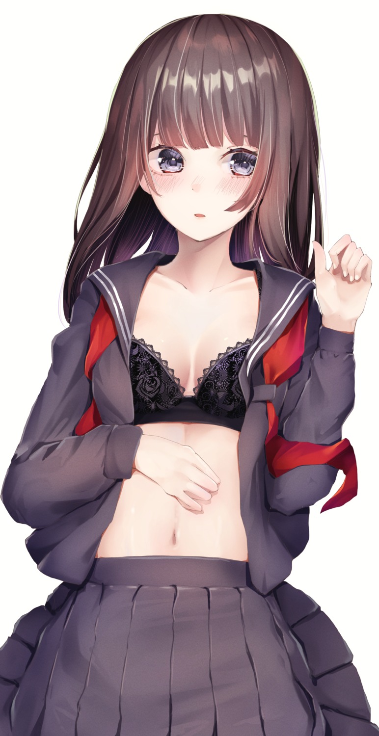 bra cleavage open_shirt seifuku yuunamida_uyu