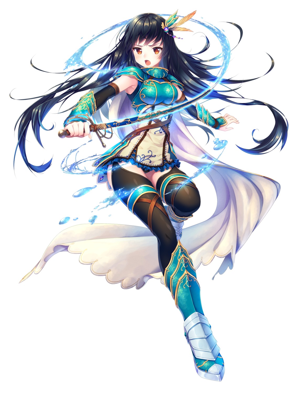 armor asaka_momore asian_clothes heels pantsu stockings sword thighhighs