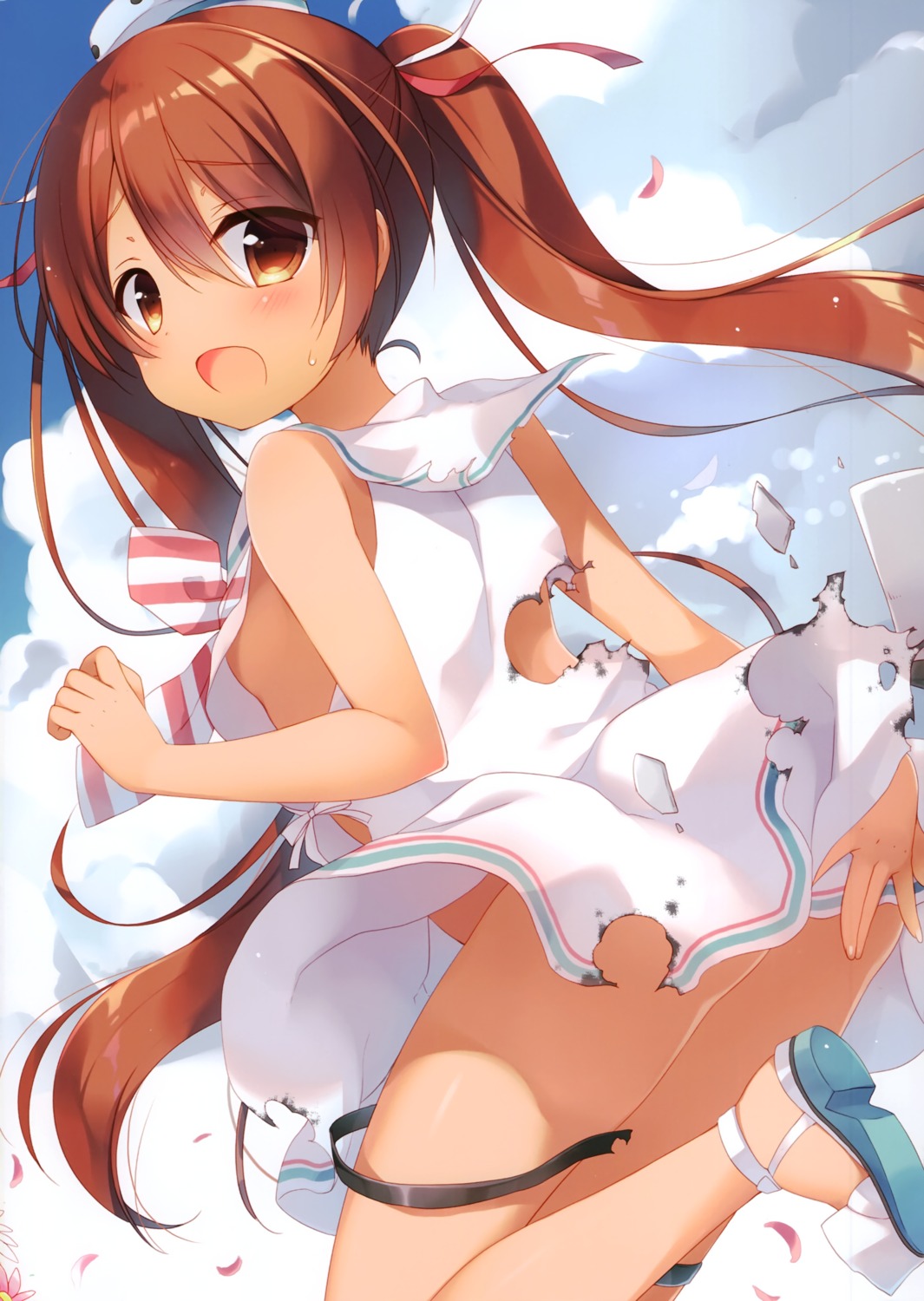 23.4° dress ichiri kantai_collection libeccio_(kancolle) summer_dress torn_clothes