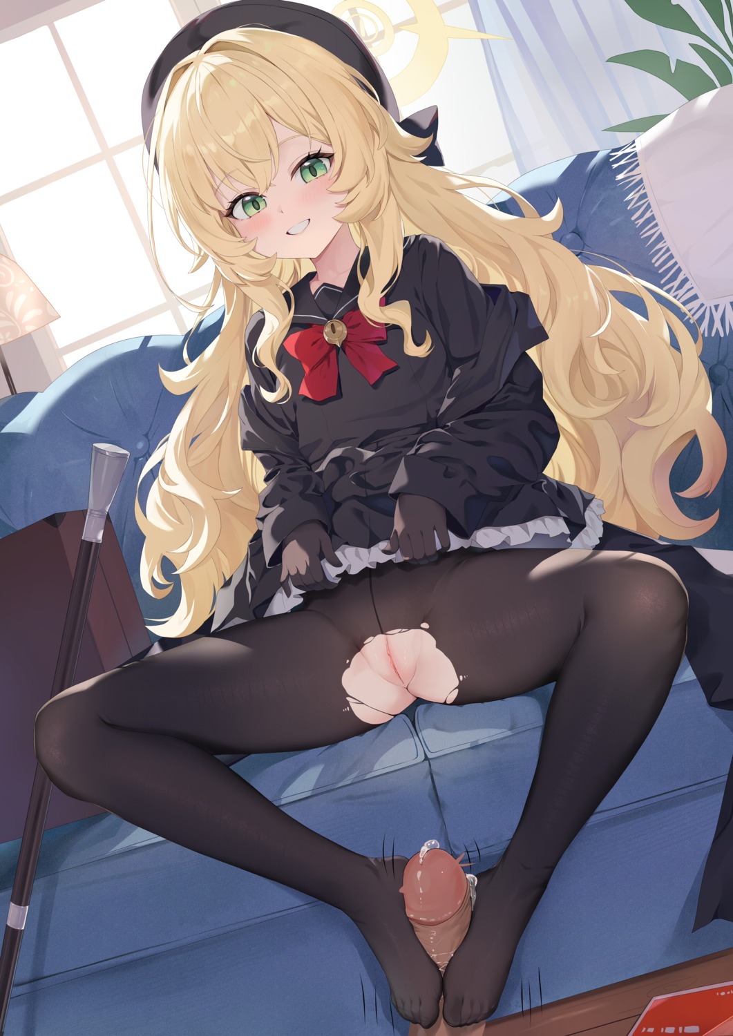 blue_archive feet footjob halo kizuna loli nopan pantyhose penis professor_niyaniya pussy seifuku skirt_lift torn_clothes uncensored