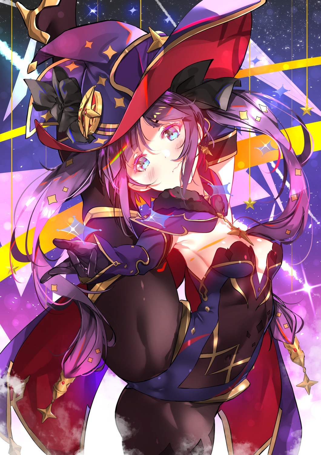 cameltoe garter genshin_impact leotard mona_megistus no_bra pantyhose sydus witch