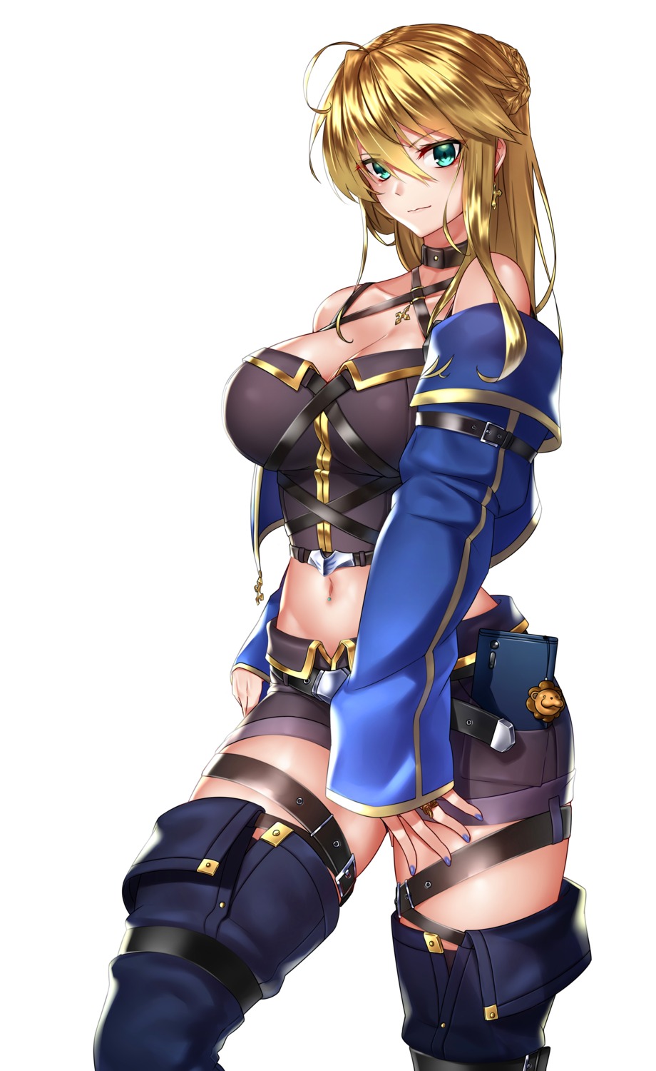 artoria_pendragon_(lancer) cleavage fate/grand_order garter kai_(pixiv12466647) thighhighs