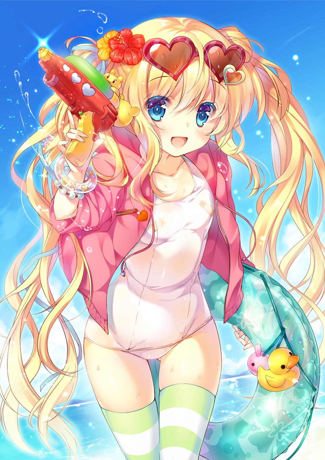 bandaid loli miwabe_sakura school_swimsuit swimsuits thighhighs