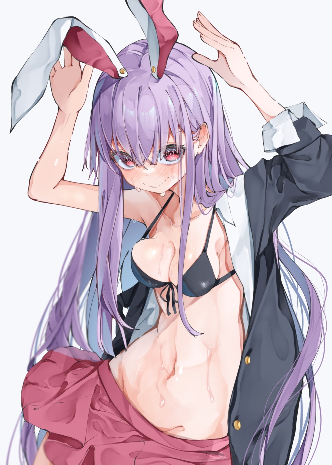 animal_ears bra bunny_ears nopan open_shirt reisen_udongein_inaba seifuku touhou tsune_(tune)