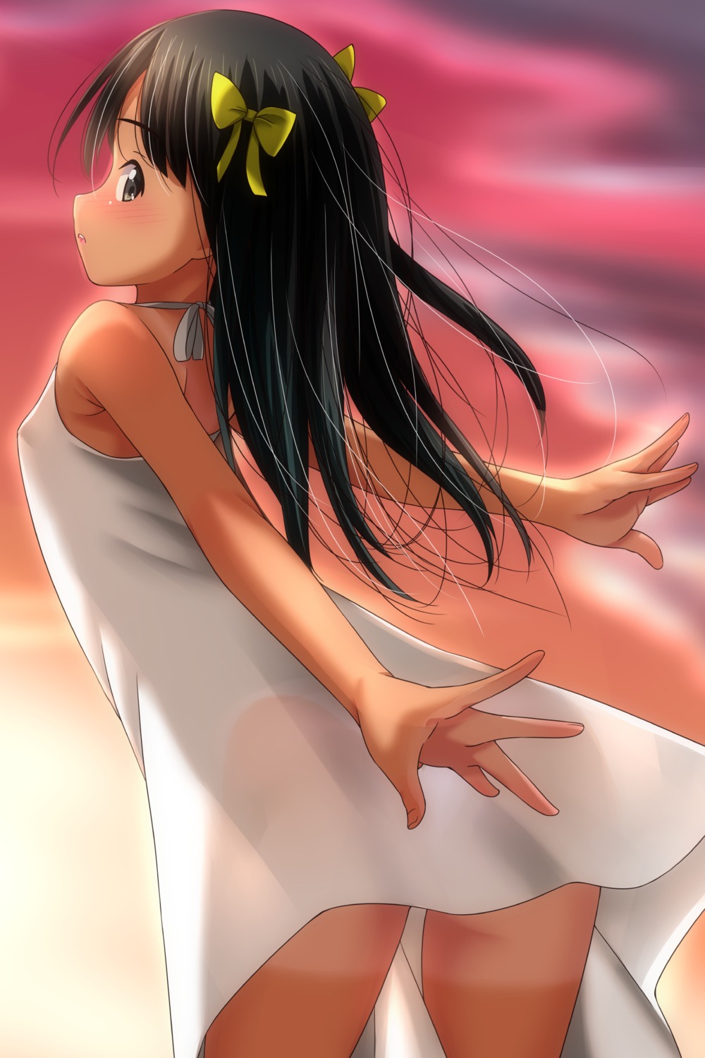 dress erect_nipples loli matsunaga_kouyou see_through skirt_lift summer_dress tan_lines