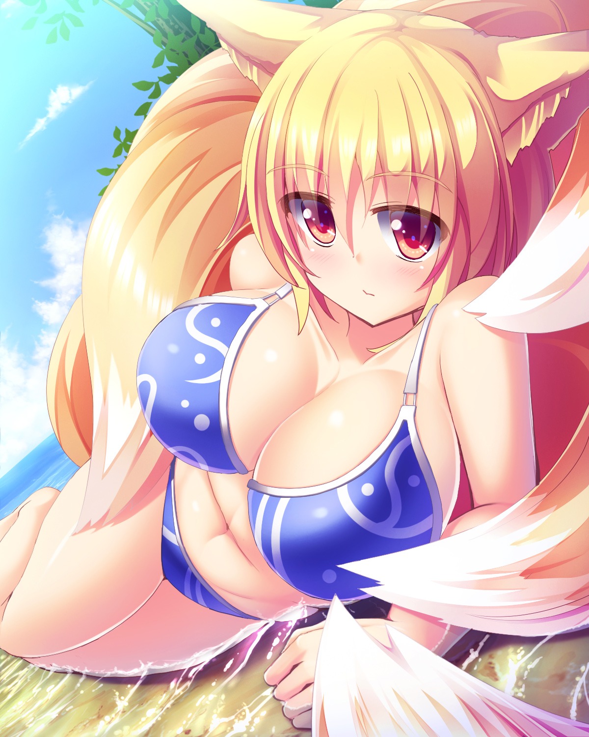 animal_ears bikini cleavage liya swimsuits tail touhou wet yakumo_ran