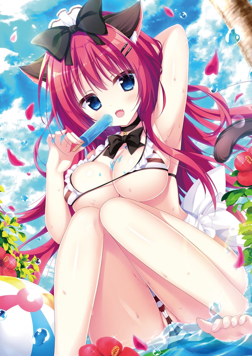 animal_ears bikini cameltoe cleavage maid nekomimi shiromochi_sakura swimsuits tail underboob