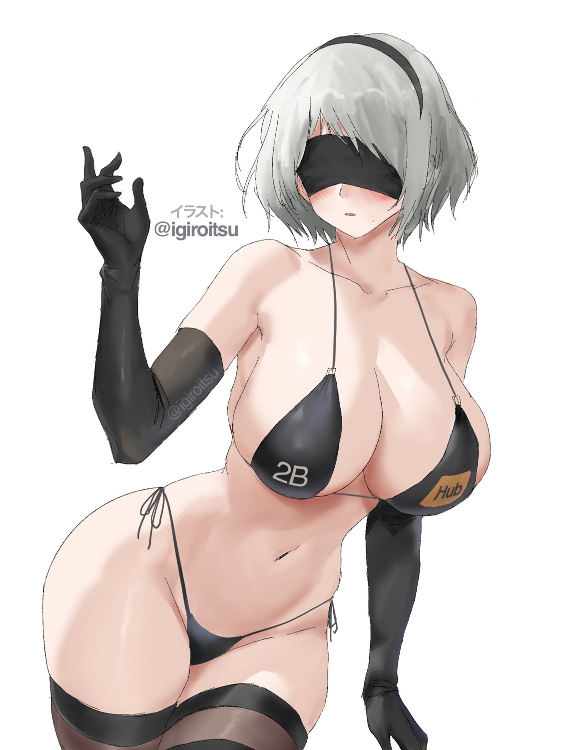 bikini igiroitsu nier nier_automata swimsuits thighhighs thong yorha_no.2_type_b