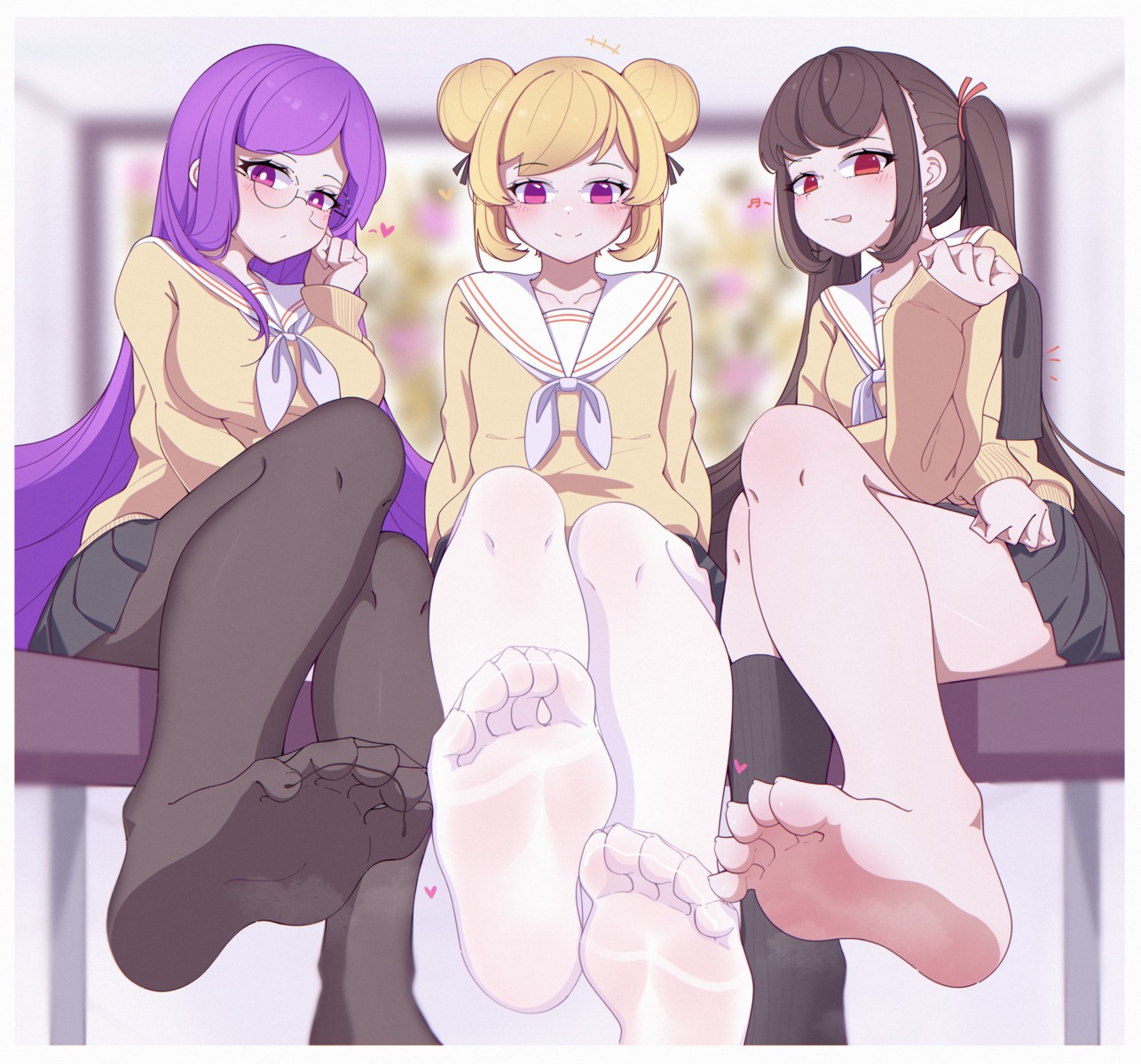 feet megane pantyhose seifuku sweater yao_(pixiv9482697)