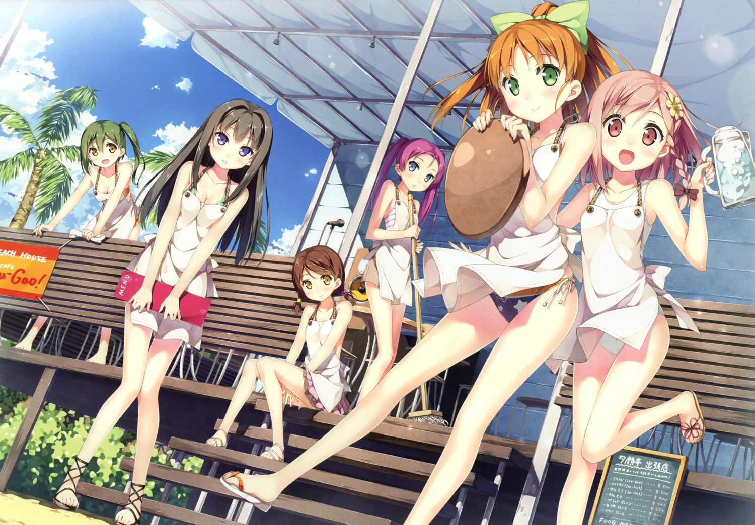 ayase_sayuki bikini cube enomoto_kaho fujimura_natsuki hirosaki_kanade kantoku minagawa_yuuhi skirt_lift swimsuits waitress your_diary yua