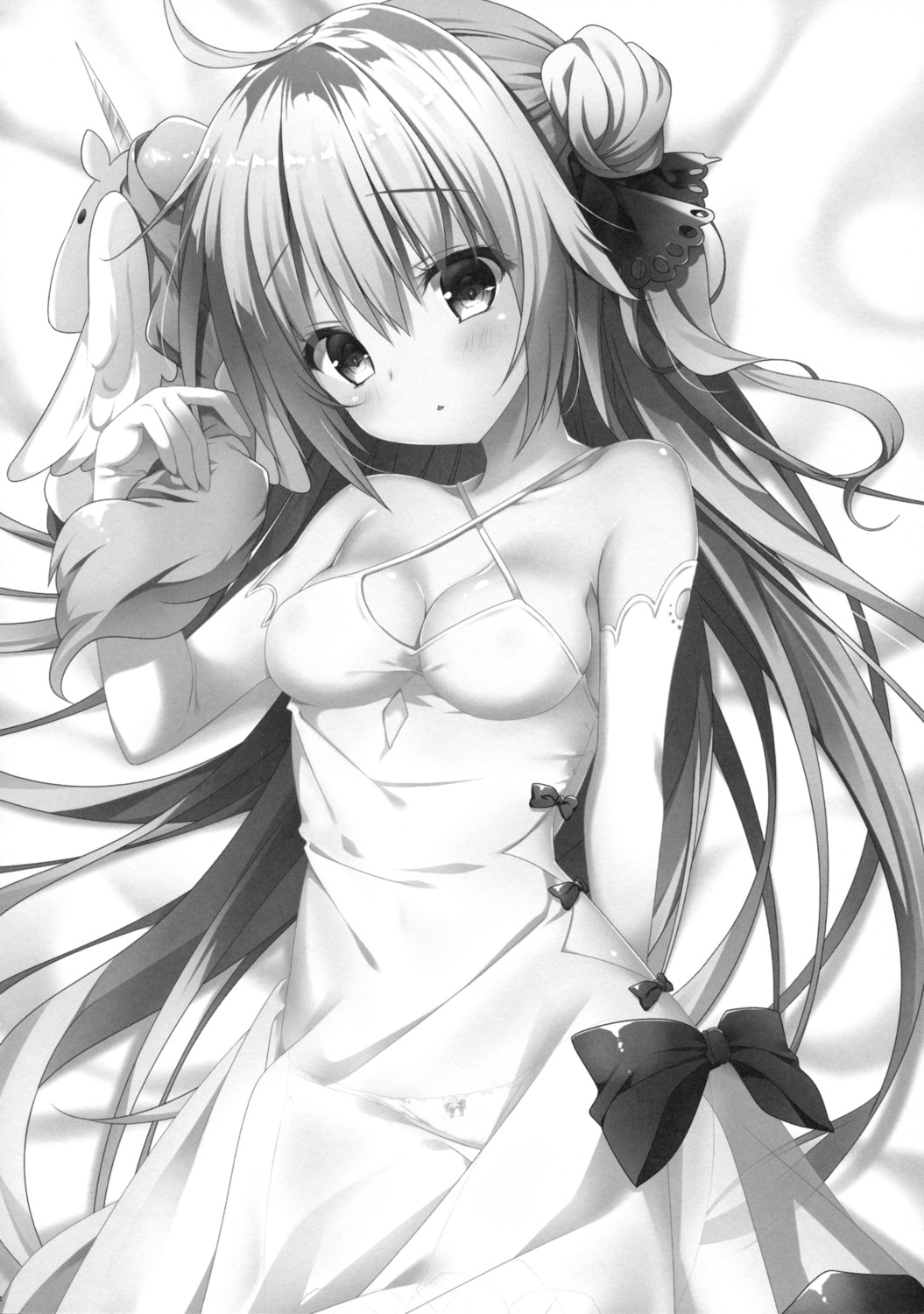 azur_lane cleavage dress kino monochrome pantsu see_through unicorn_(azur_lane)