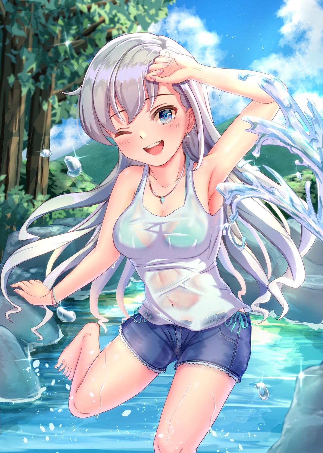 bikini hisakawa_hayate see_through swimsuits the_idolm@ster the_idolm@ster_cinderella_girls tudon_(donut) wet wet_clothes