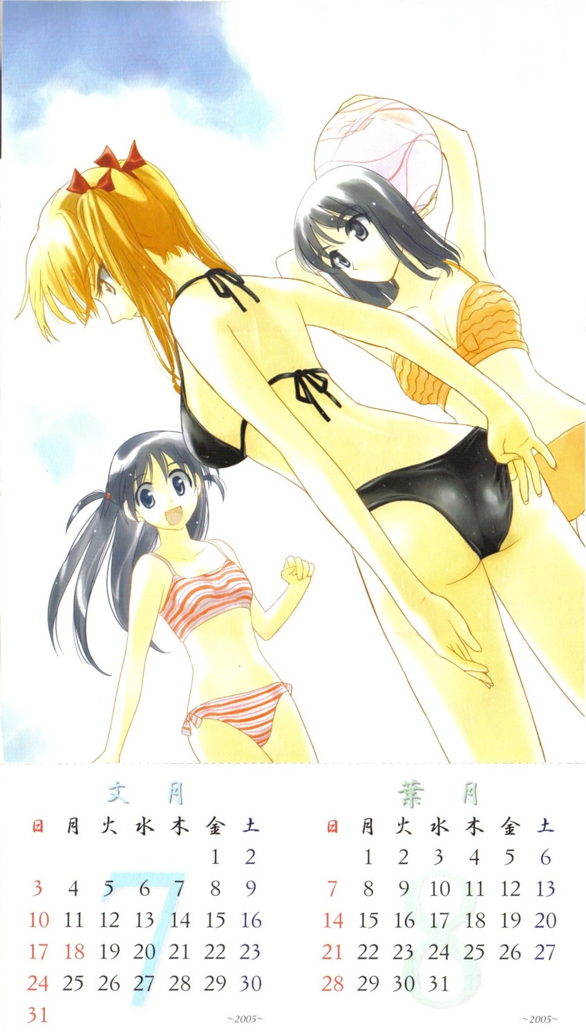 bikini calendar kobayashi_jin sawachika_eri school_rumble screening suou_mikoto swimsuits tsukamoto_tenma