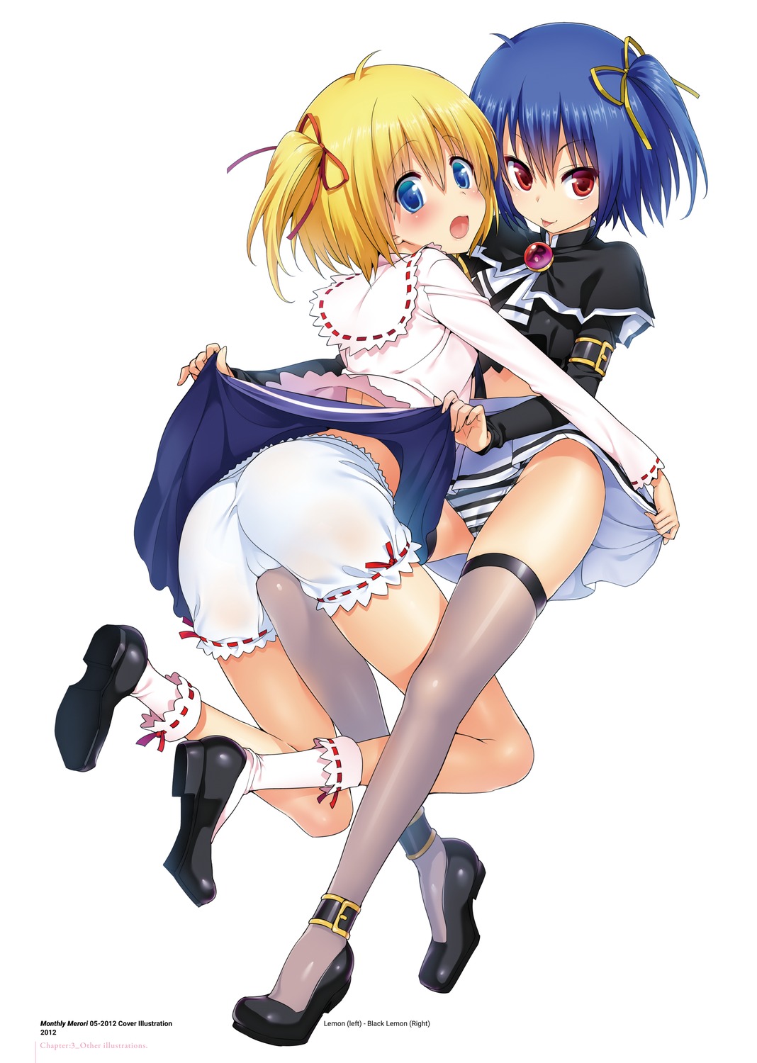 ass cameltoe digital_version hisasi pantsu seifuku shimapan skirt_lift thighhighs yuri