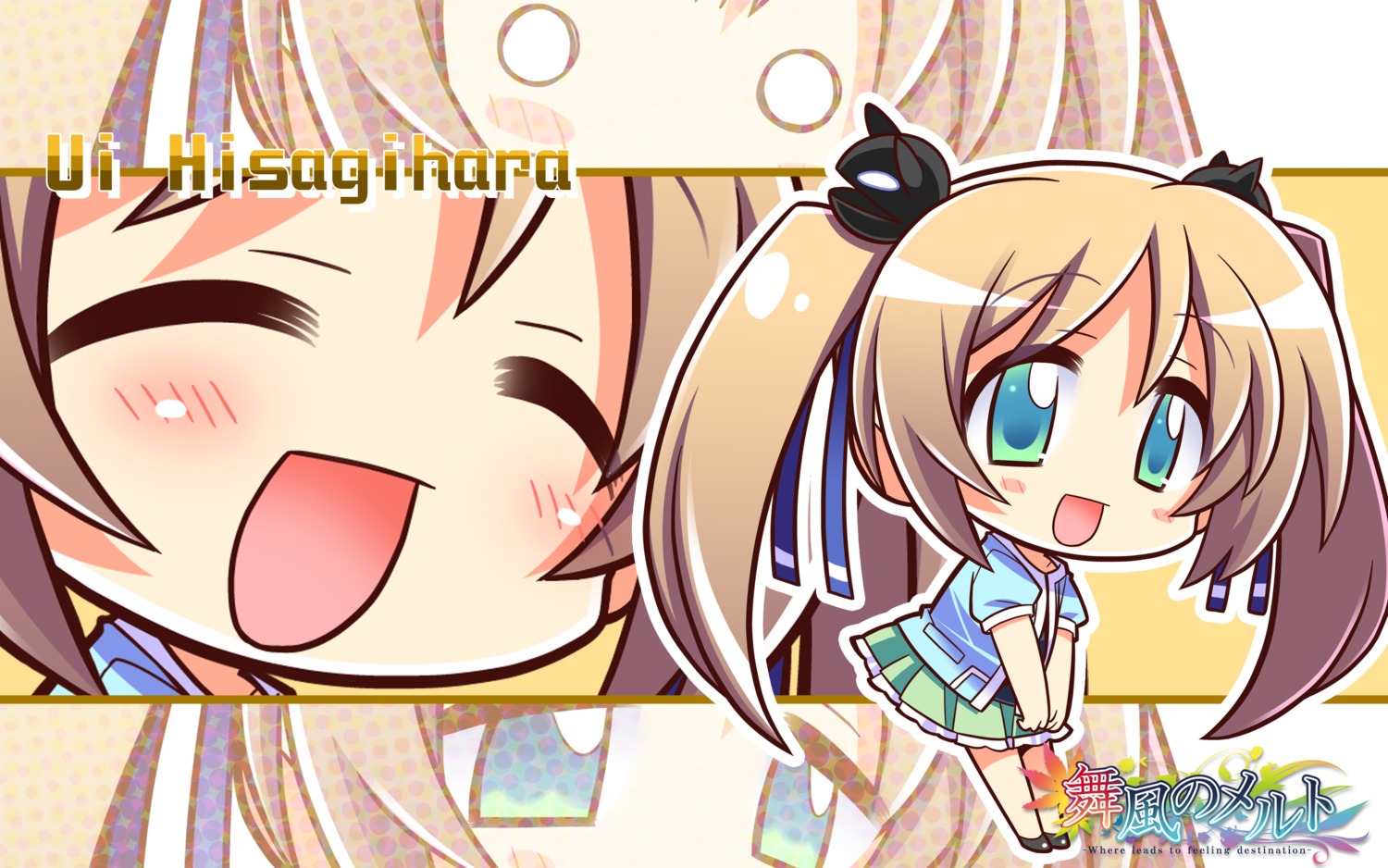 chibi hisagihara_ui komowata_haruka maikaze_no_melt wallpaper