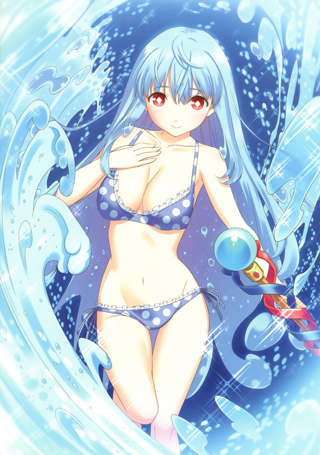 bikini cleavage genkai_tokki_monster_monpiece swimsuits undine_(genkai_tokki_monster_monpiece) weapon wet yasuyuki