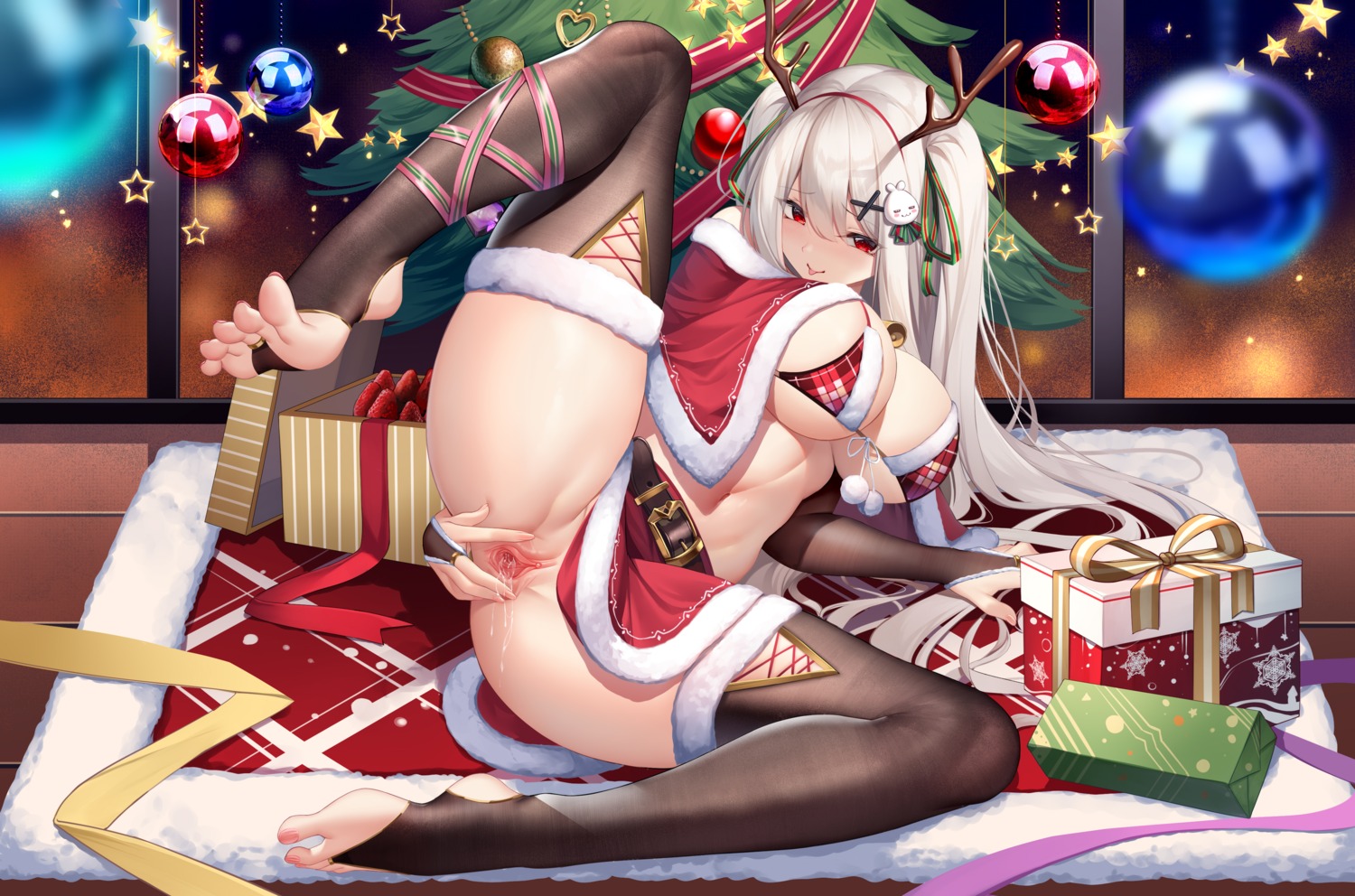 bikini_top christmas feet horns meion niliu_chahui nopan pussy pussy_juice skirt_lift swimsuits thighhighs tokisaki_mio uncensored