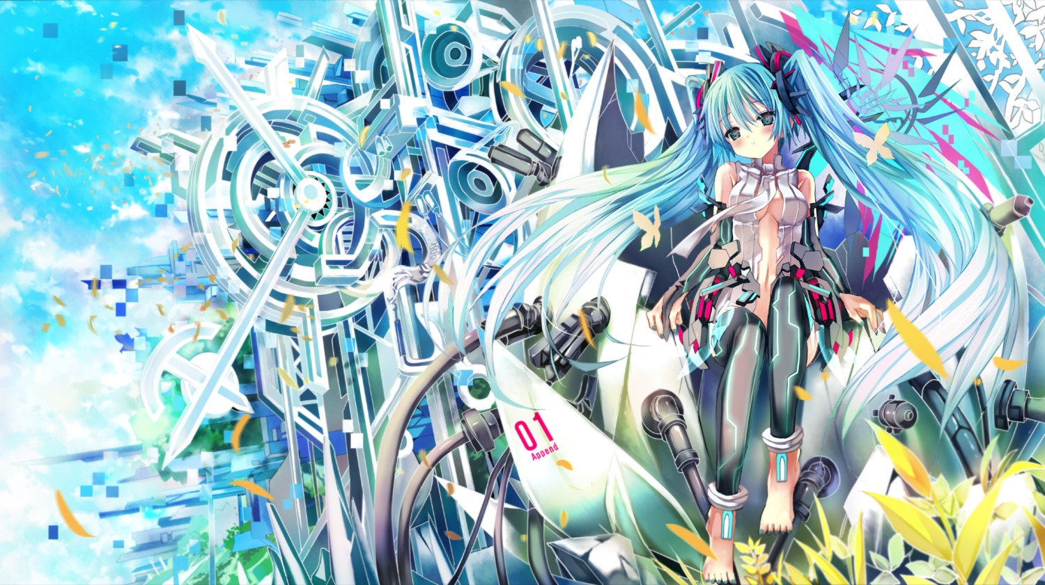 hatsune_miku miku_append shino_(eefy) thighhighs vocaloid vocaloid_append