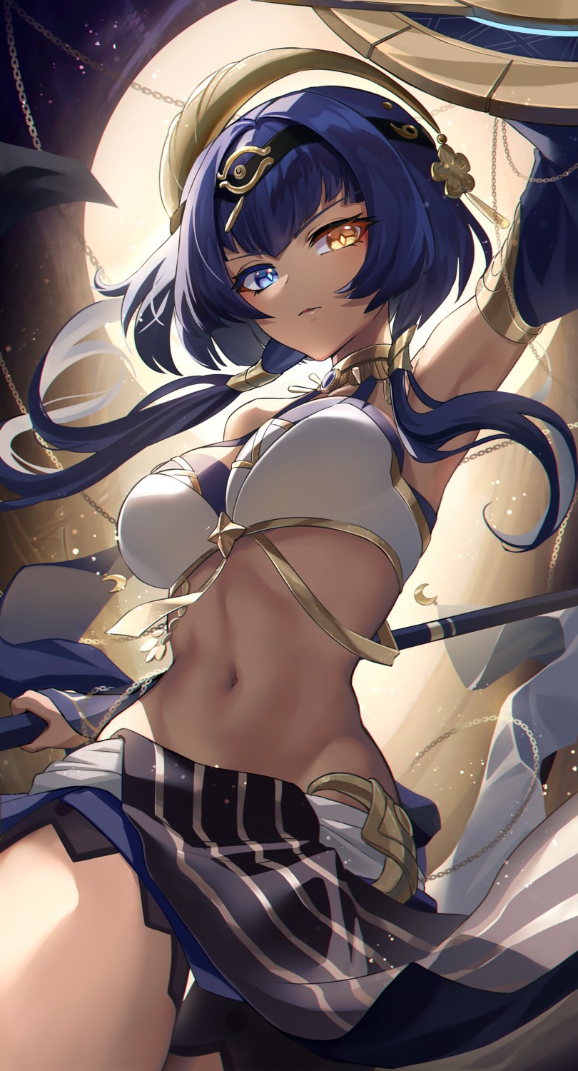 bikini_armor candace genshin_impact heterochromia lalazyt weapon