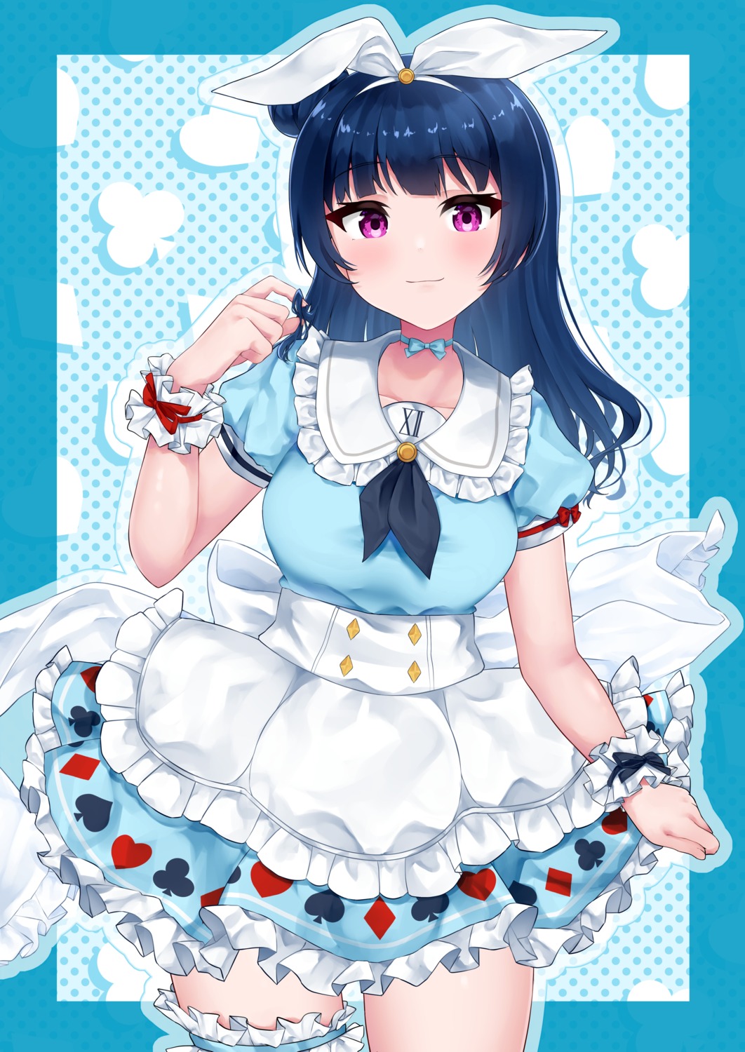 garter harukasu_(mememememo) love_live!_sunshine!! skirt_lift tsushima_yoshiko