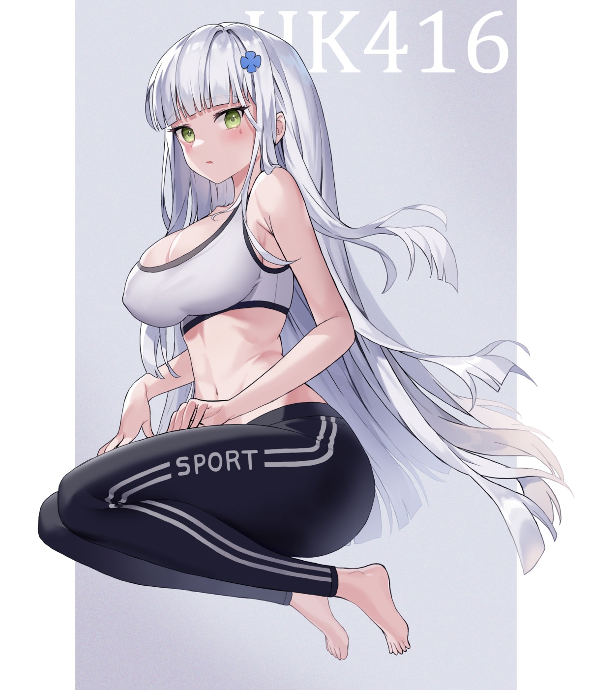 erect_nipples girls_frontline gym_uniform hk416_(girls_frontline) hyoin no_bra