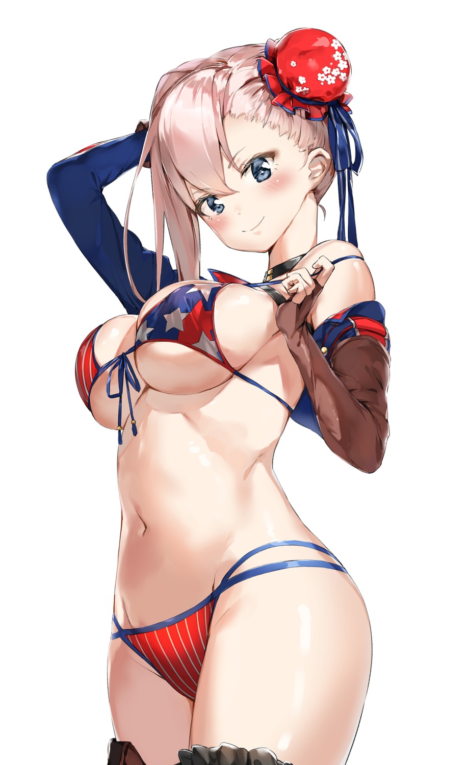 bikini fate/grand_order garter miyamoto_musashi_(fate/grand_order) pixel_(yuxian) swimsuits underboob